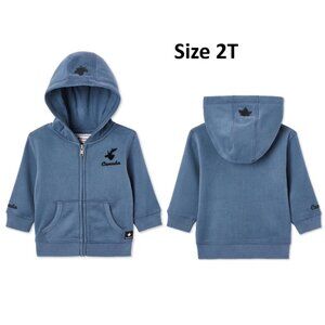 Canadiana Zip Hoodie 2T Toddler Blue Fleece Canada Day Maple Leaf NWOT